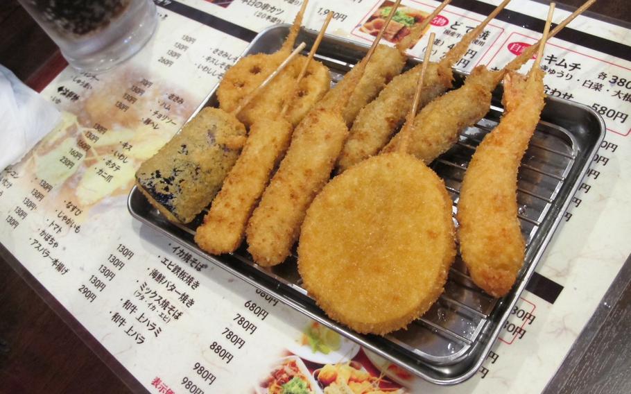 Kushikatsu on the table.